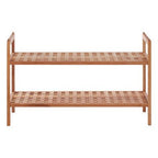 Arla 2 Tier Walnut Wood Grid Design Stackable Shoe Rack - Nest UK