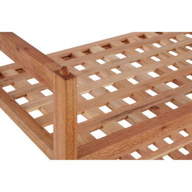 Arla 2 Tier Walnut Wood Grid Design Stackable Shoe Rack - Nest UK