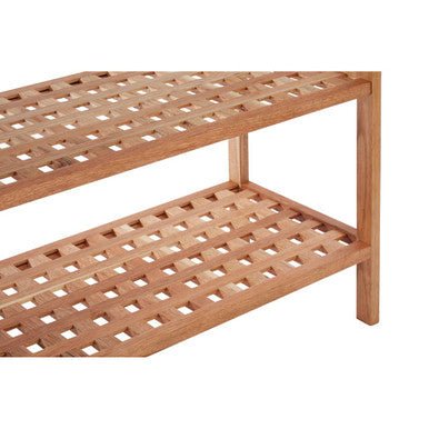 Arla 2 Tier Walnut Wood Grid Design Stackable Shoe Rack - Nest UK