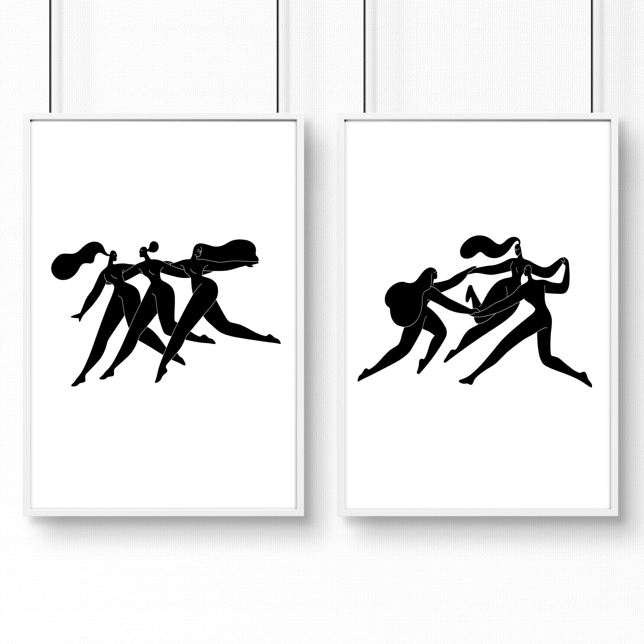 Art For Hallway | Set of 2 Boho Women Wall art Prints