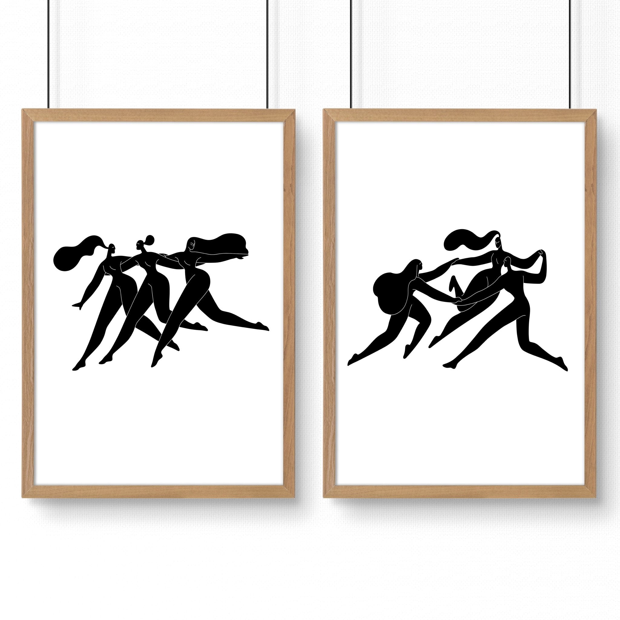 Art For Hallway | Set of 2 Boho Women Wall art Prints