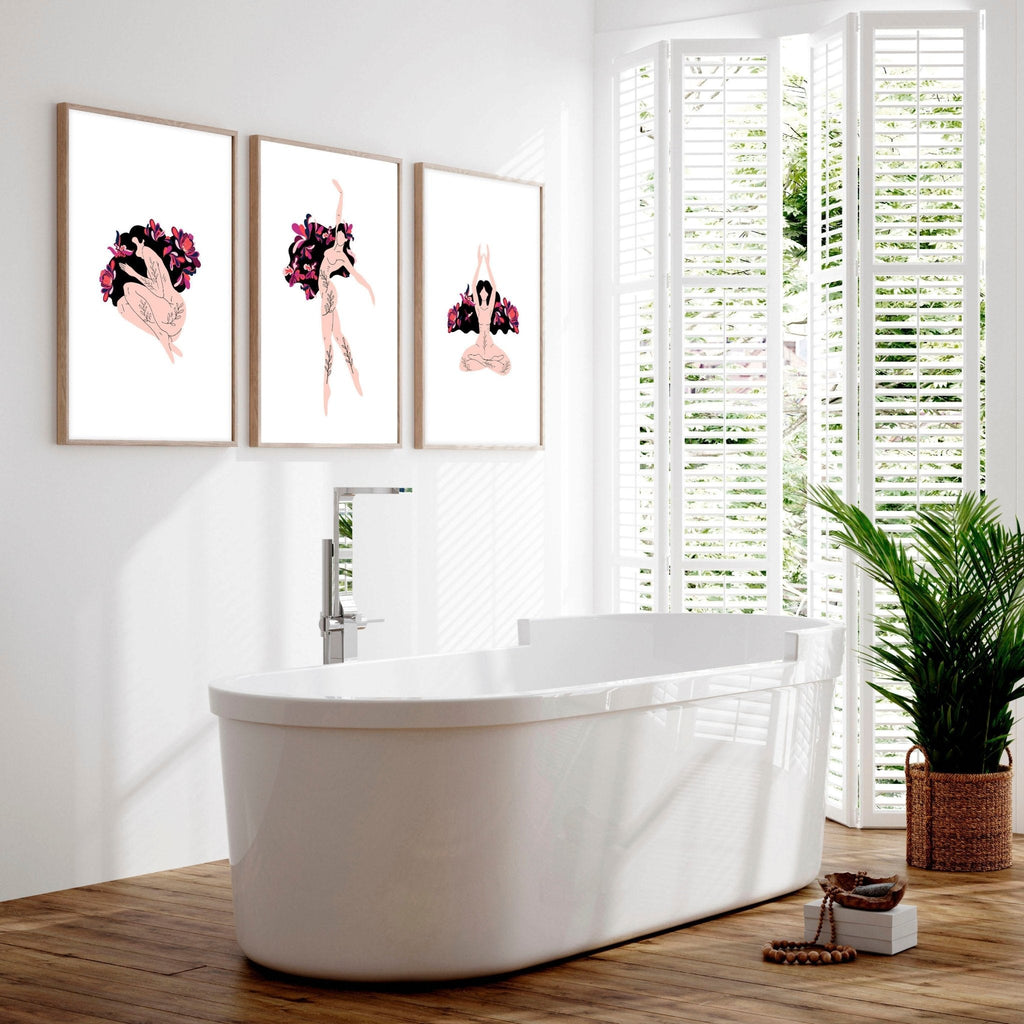 Art prints for bathroom | Set of 3 wall art prints