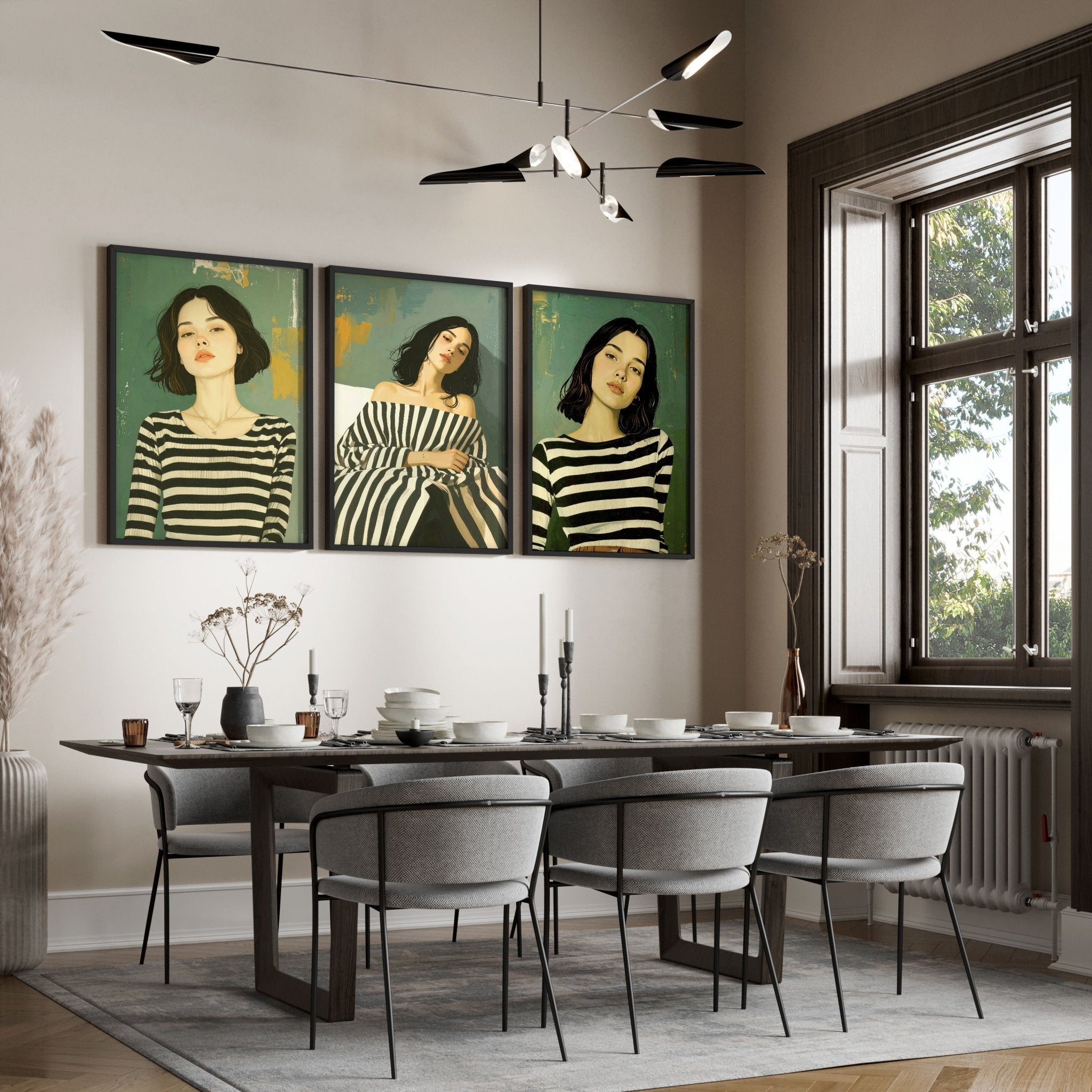 Art Print For Living Room | Set of 3 Boho Women Wall art Prints