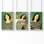 Art Print For Living Room | Set of 3 Boho Women Wall art Prints