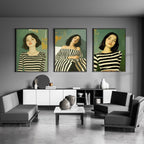 Art Print For Living Room | Set of 3 Boho Women Wall art Prints