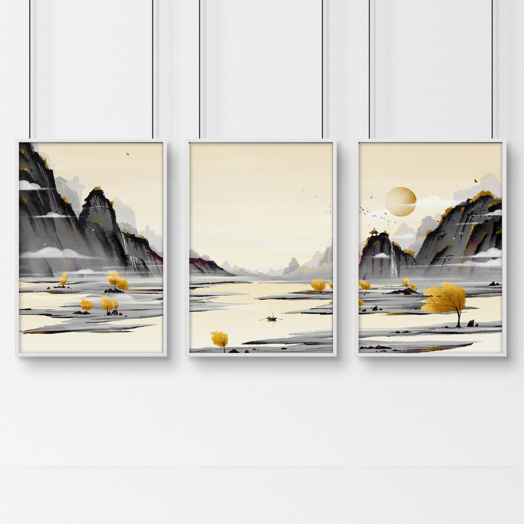 Art prints Japanese for bedroom | set of 3 wall art prints