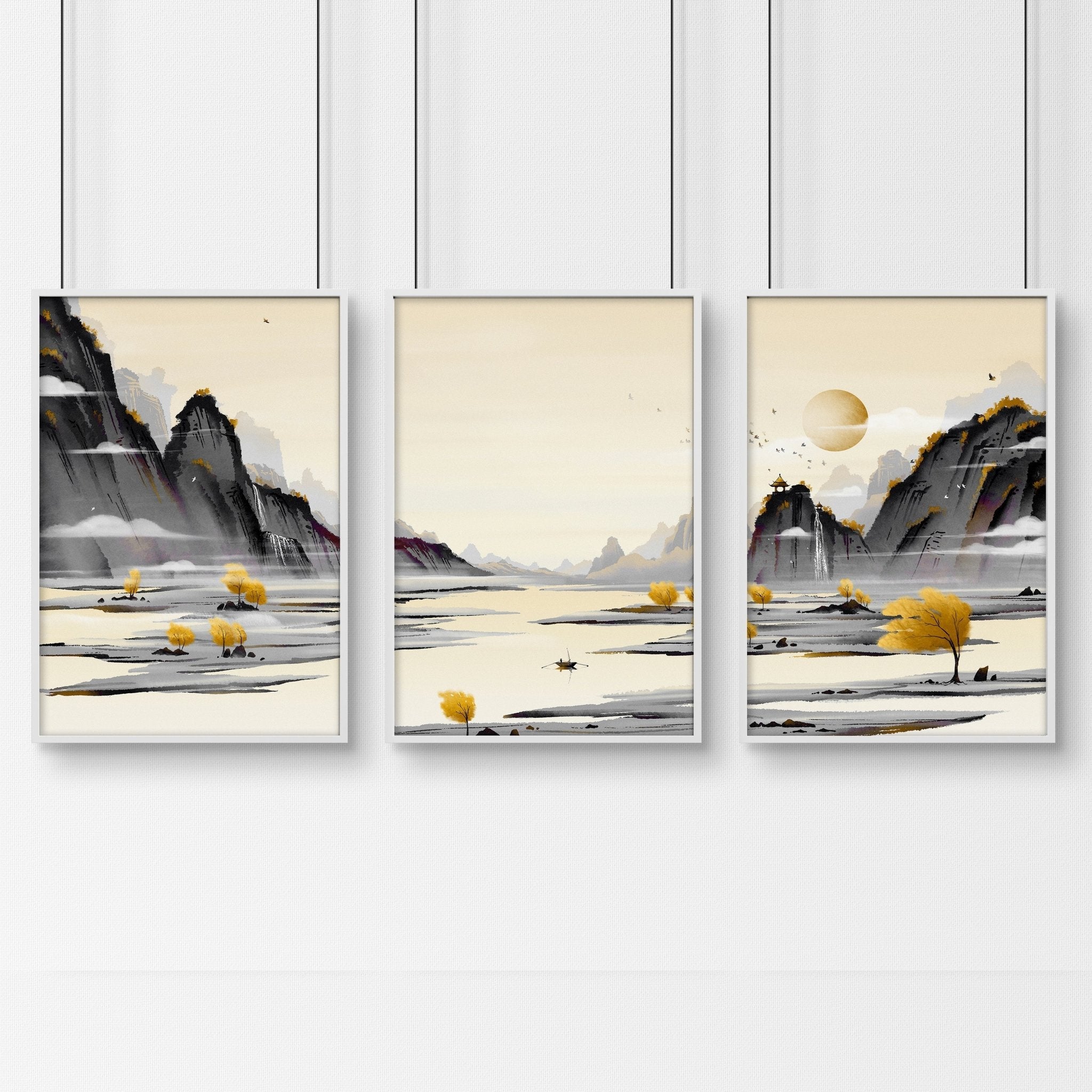 Art prints Japanese for bedroom | set of 3 wall art prints