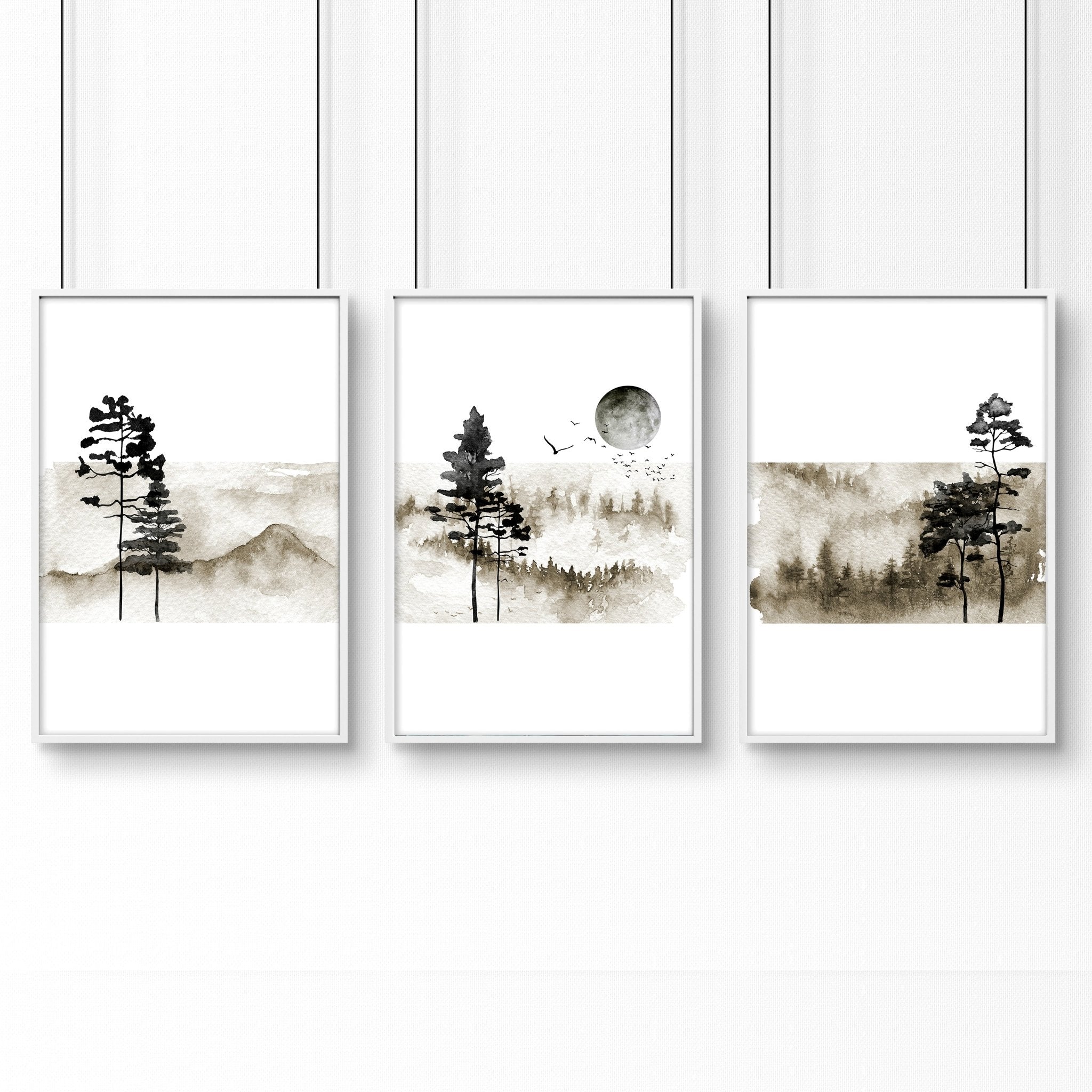 Art prints Scandinavian for bedroom | set of 3 wall art prints