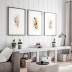 Artwork for a living room | set of 3 Shabby Chic wall art prints