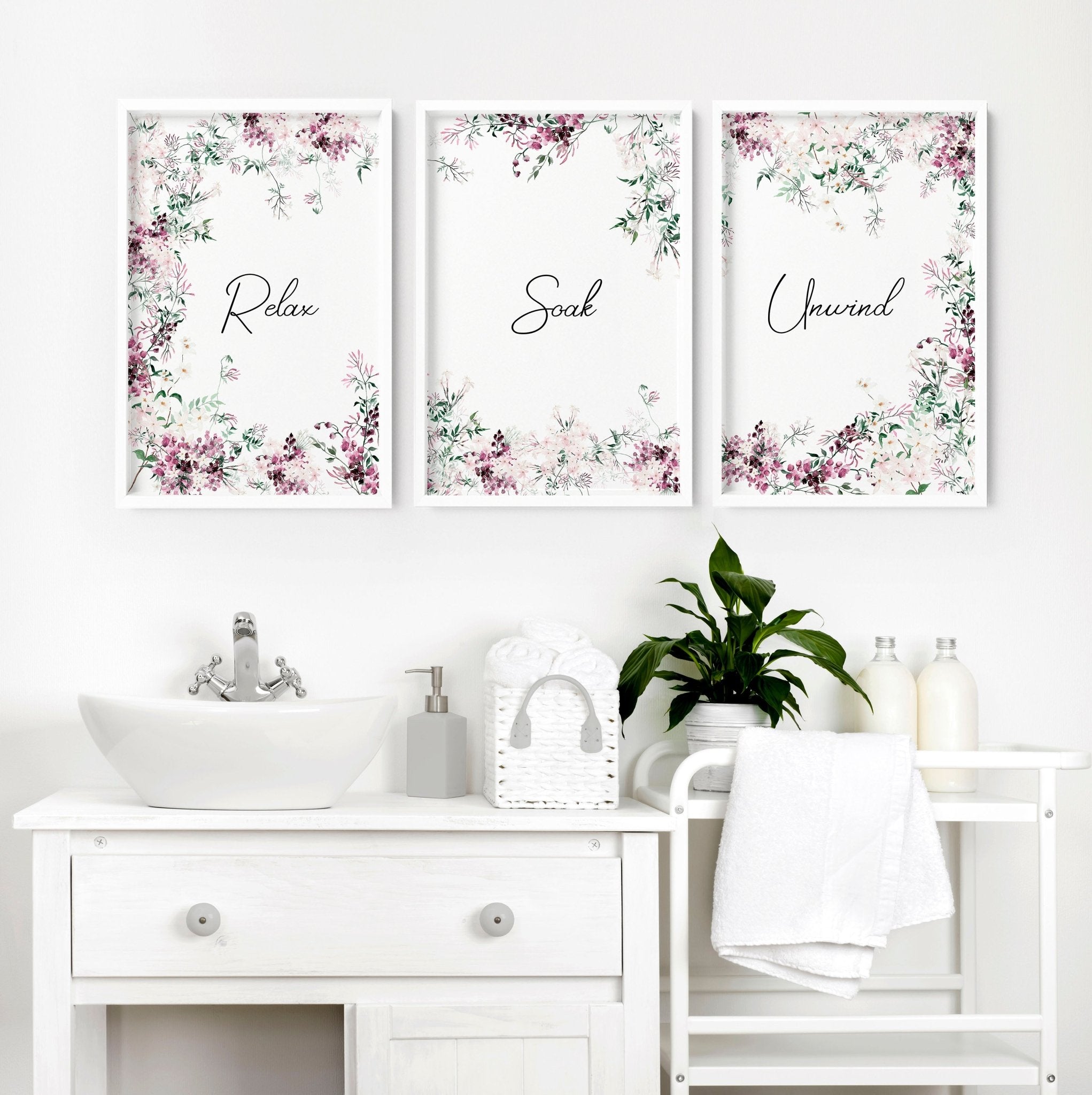 Artwork In Bathroom | Set of 3 wall art prints