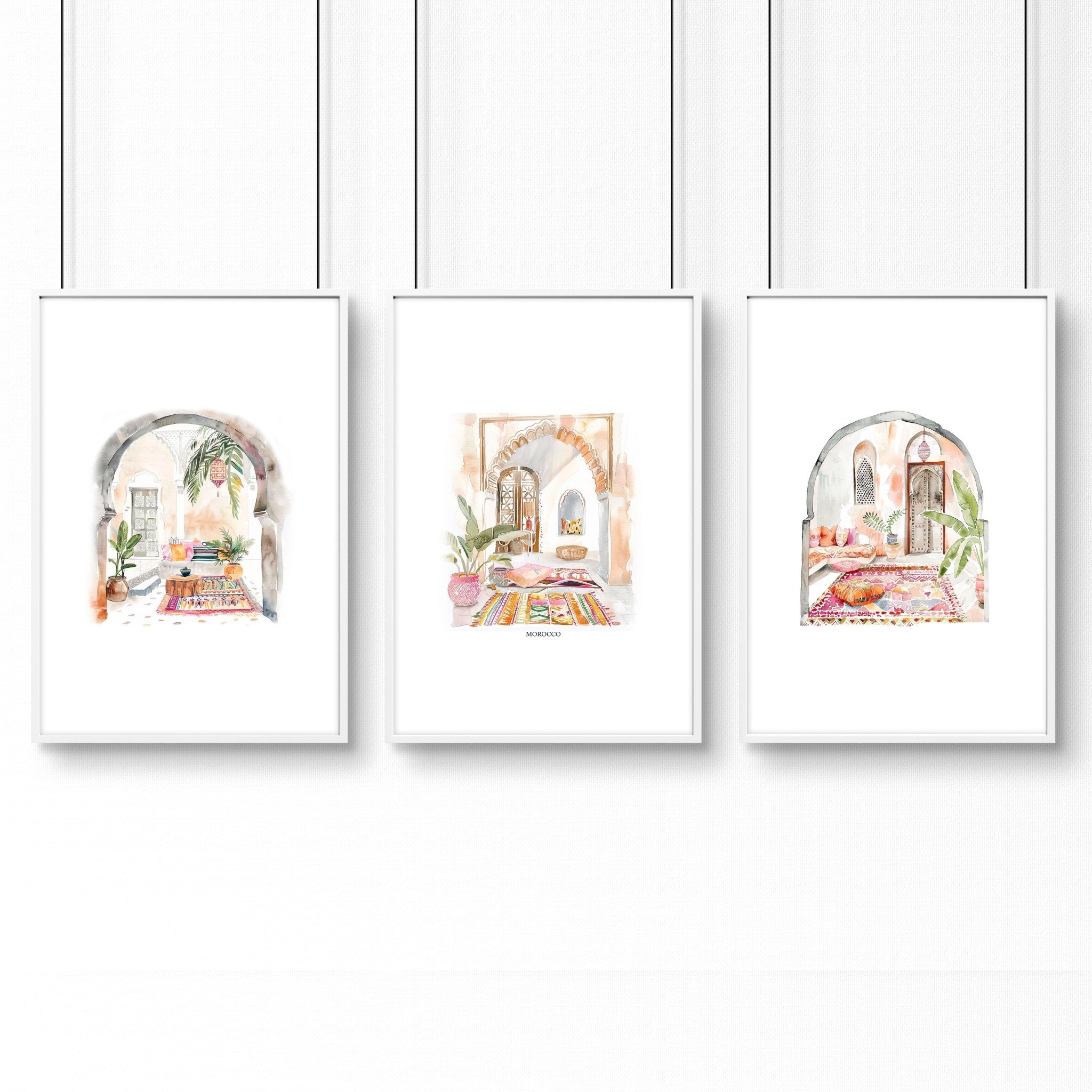Artwork With Frame | Set of 3 Moroccan Inspired Wall art Prints