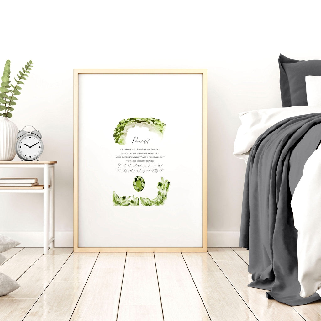 August Peridot Birthstone wall art print