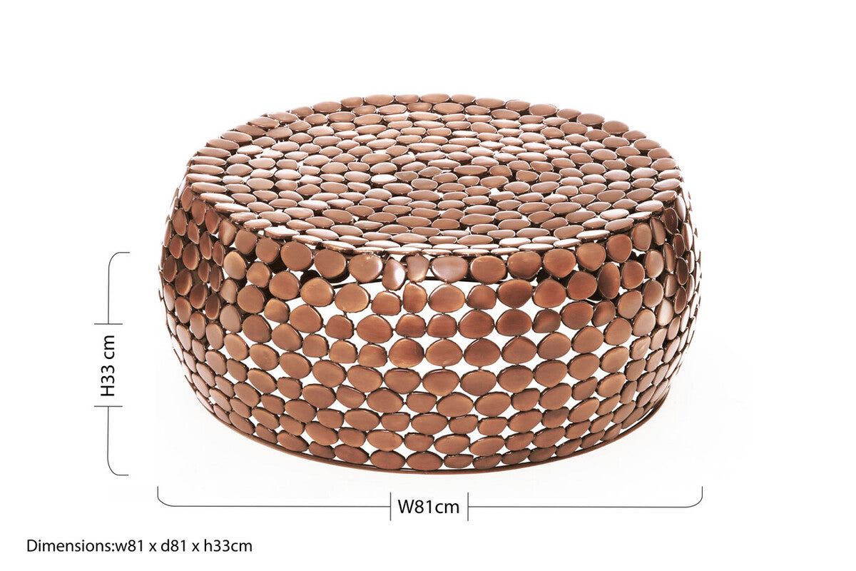 Gold Round Iron Pebble Design Coffee Table | Templar