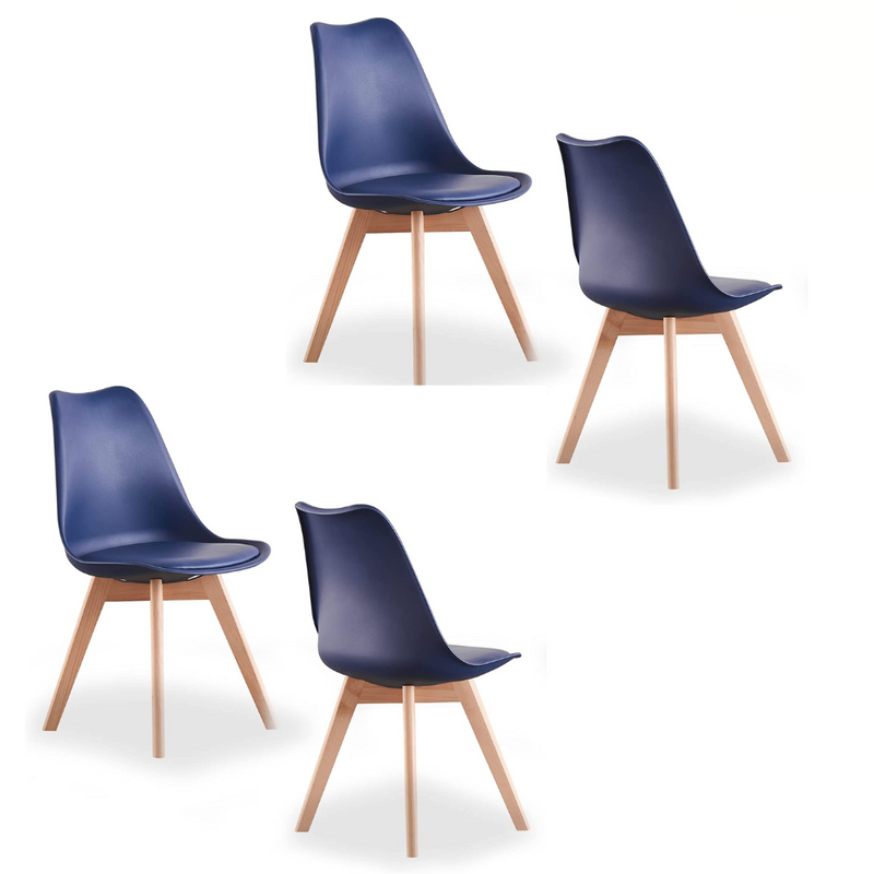 White Halo Dining Table & Set of 4 Lorenzo Jamie Tulip Dining Chairs with Padded Seat