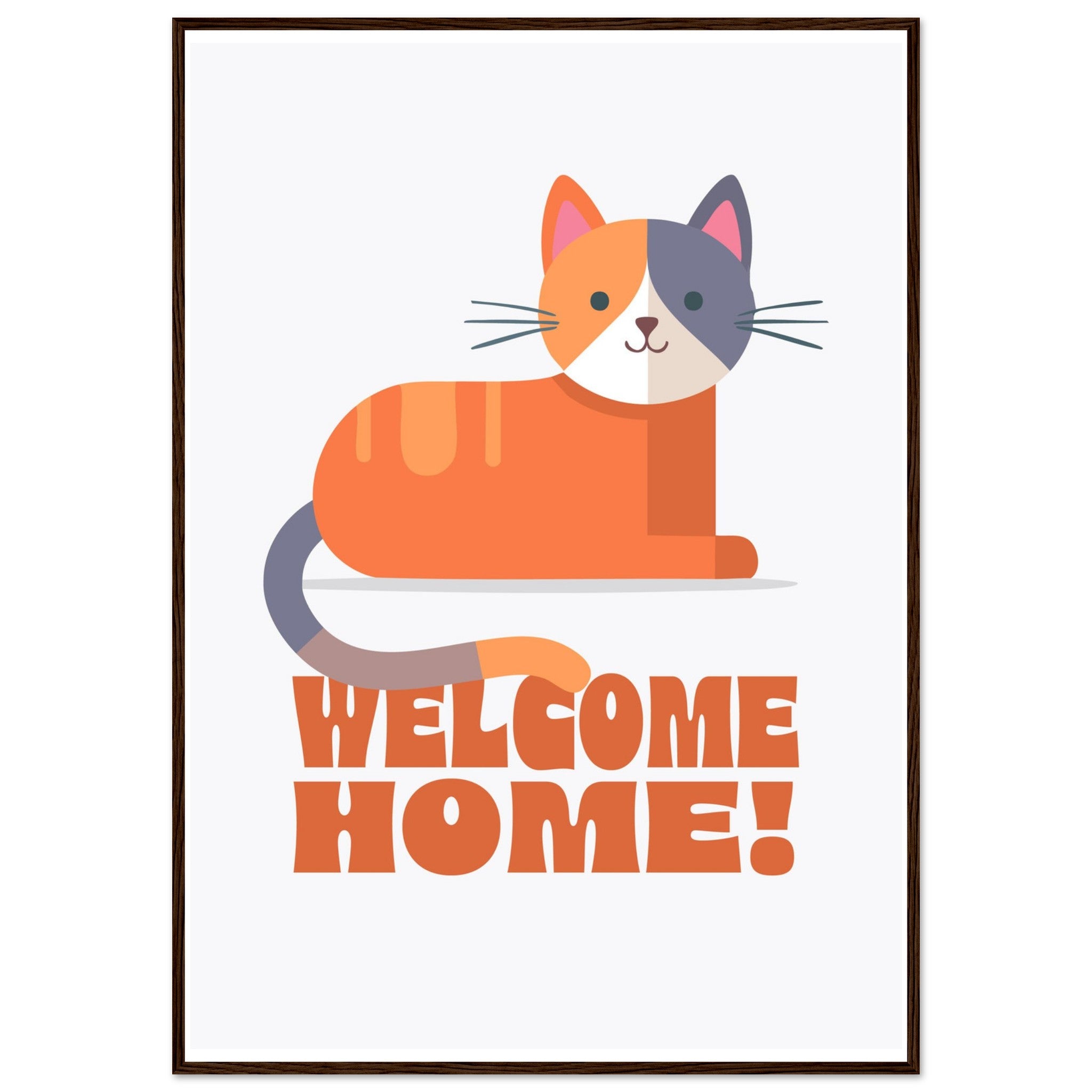 'Welcome Home!' (Cat) - Premium Matte Paper Wooden Framed Poster