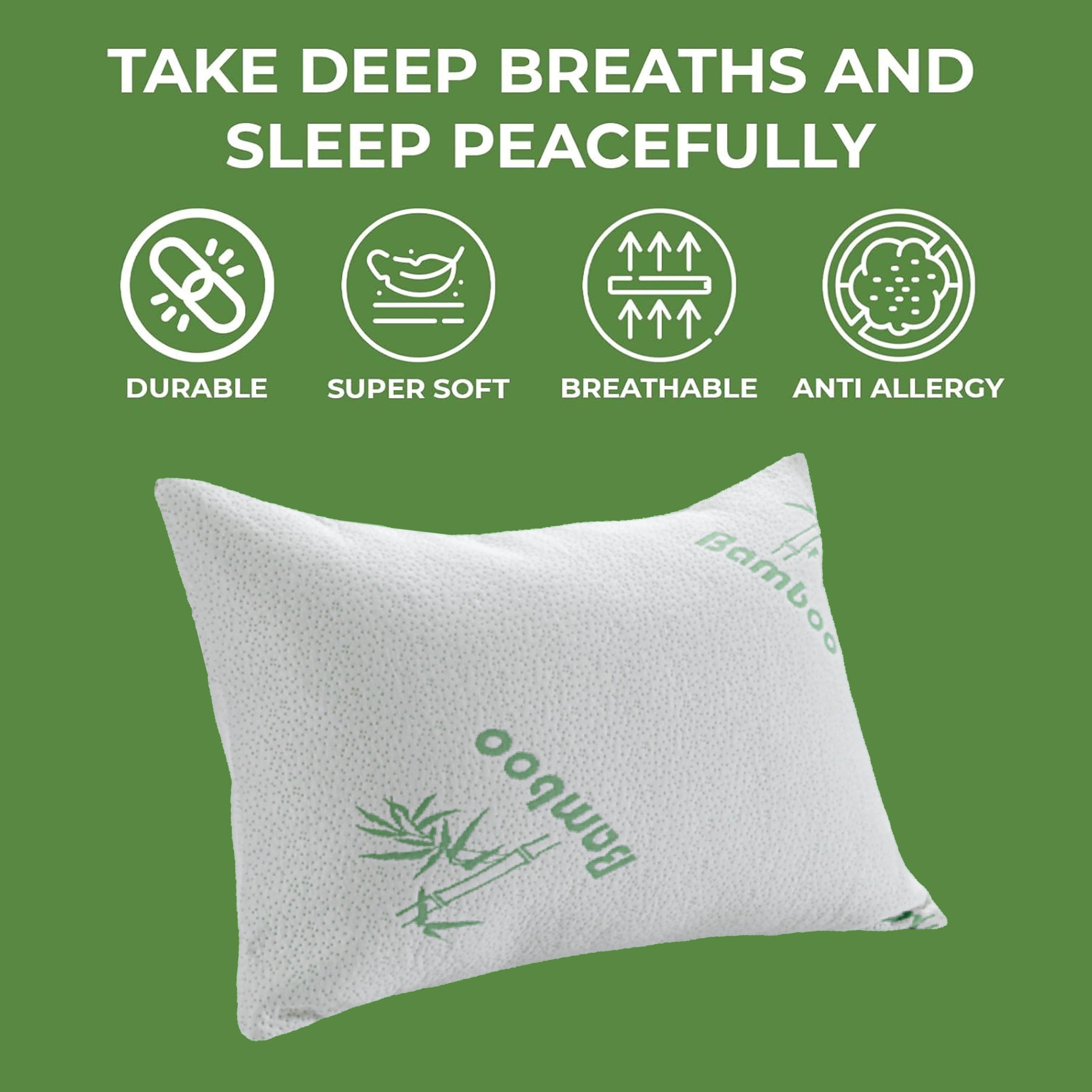 Bamboo Memory Foam Pillow Hypoallergenic Cooling Luxury Premium Fibre Filling for Superior Comfort and Support by OLIVIA ROCCO