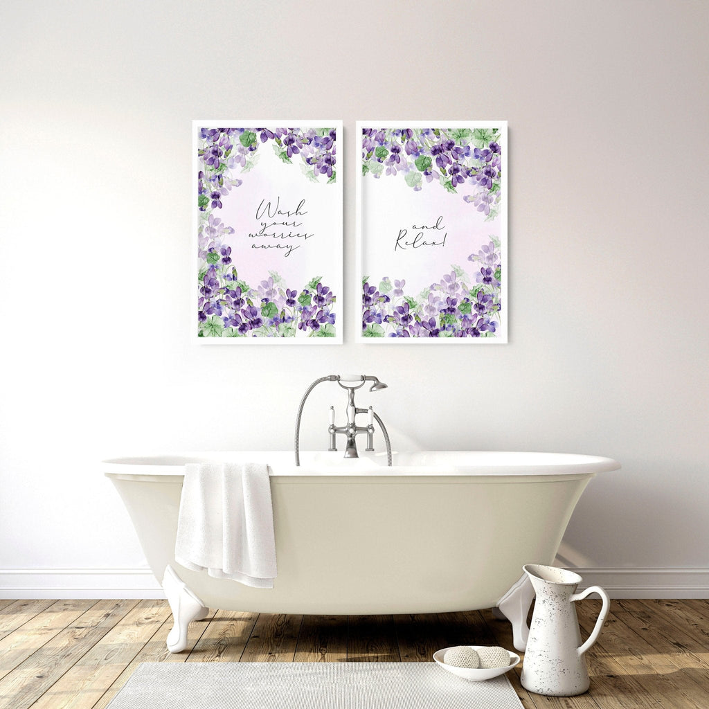 Bath pictures for wall | set of 2 Shabby Chic  wall art prints
