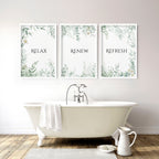 Bathroom Decor Green | Set of 3 wall art prints