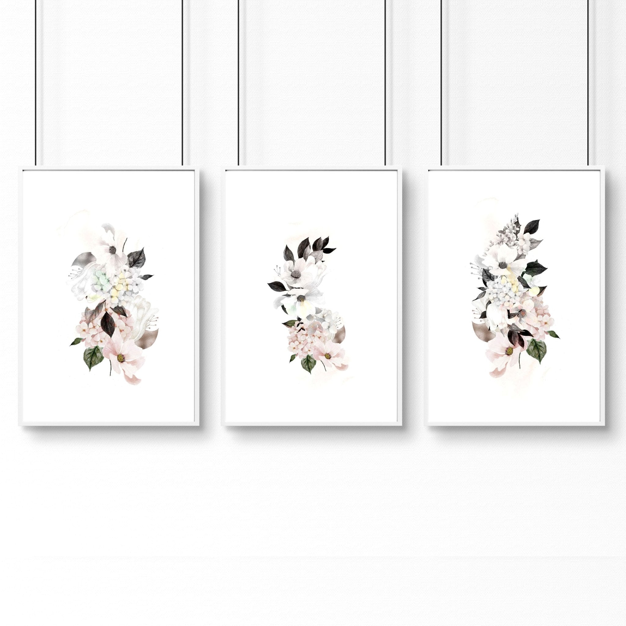 Bathroom prints framed | set of 3 wall art prints