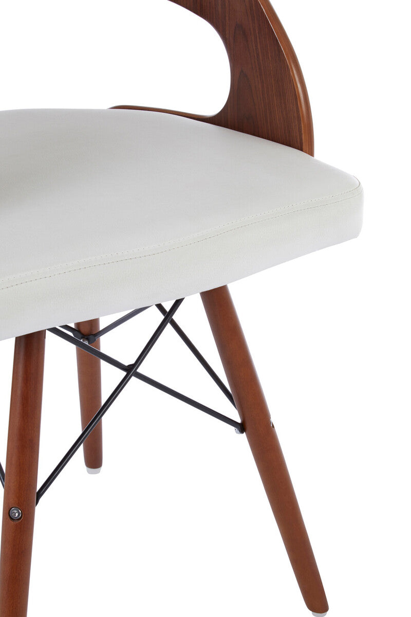 White Leather Effect Chair with Curved Back | Parkar