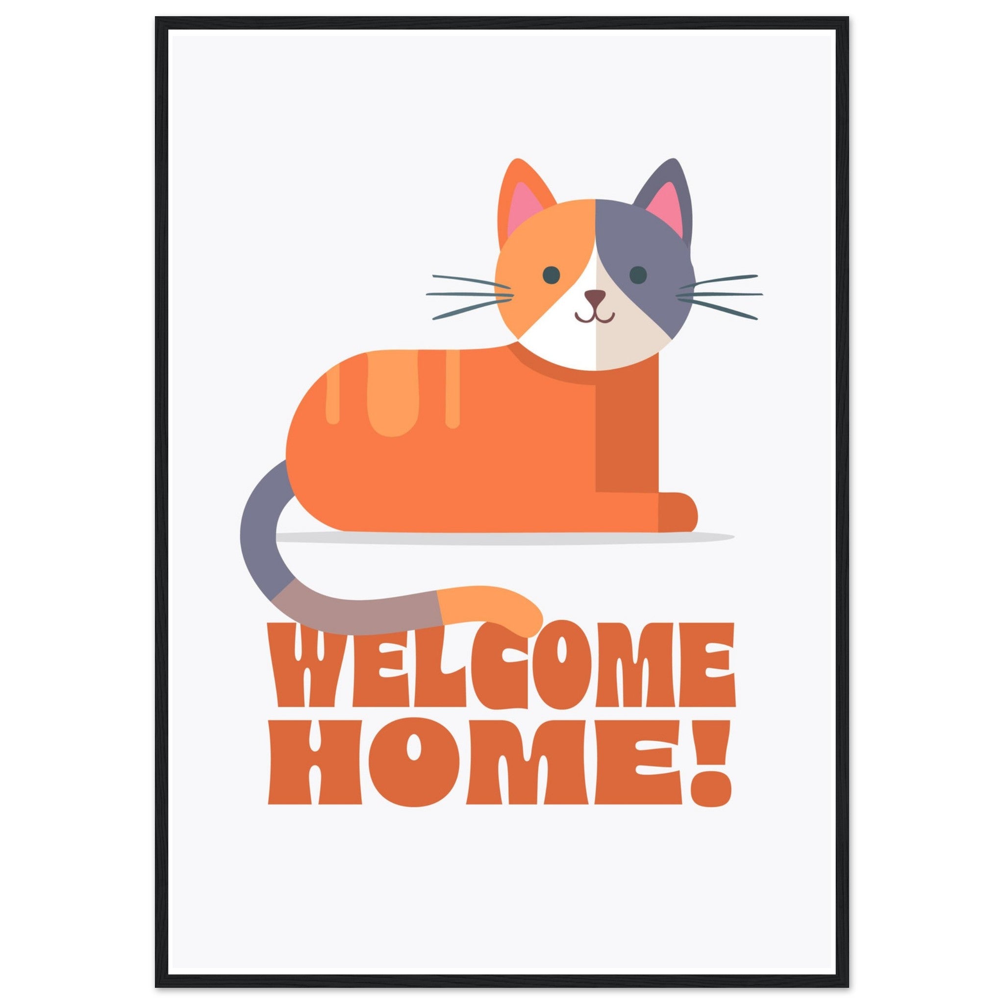 'Welcome Home!' (Cat) - Premium Matte Paper Wooden Framed Poster