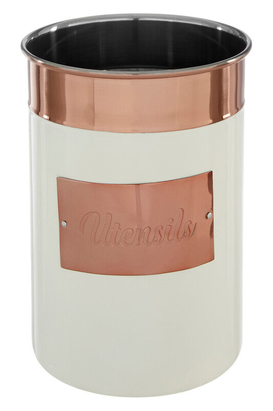 Cream and Copper Stainless Steel Utensil Holder | Prescott