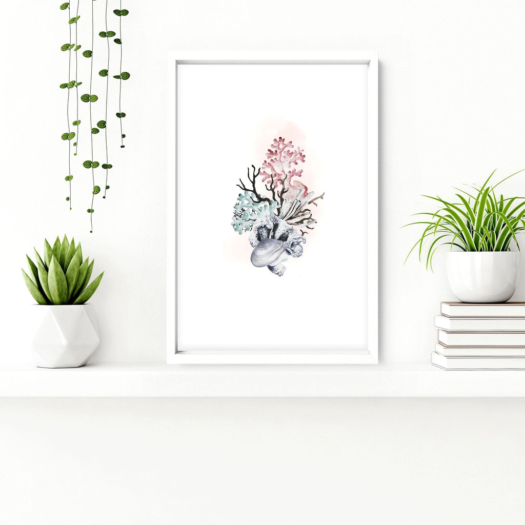 Beach theme bathroom decor | set of 3 wall art prints