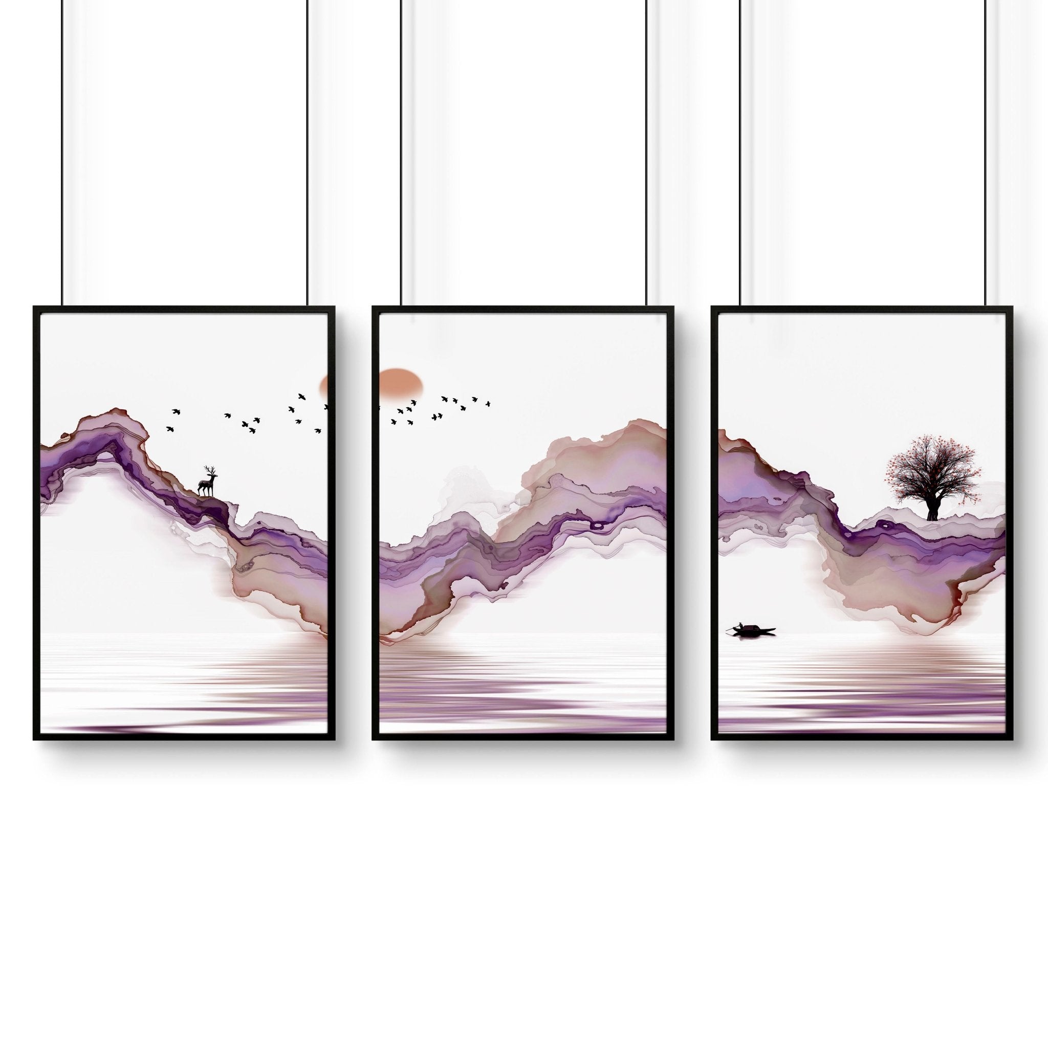 Bedroom pictures for wall | set of 3 art prints