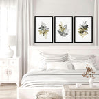 Grey paintings for bedroom | set of 3 wall art prints