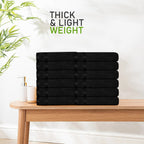 OLIVIA ROCCO Towels Belmont Viscose Stripe Black 100 Percent Cotton Hotel Quality Super Absorbent 10 Piece Bale Set 4 Hand Towels 12 Face Cloths - Nest UK