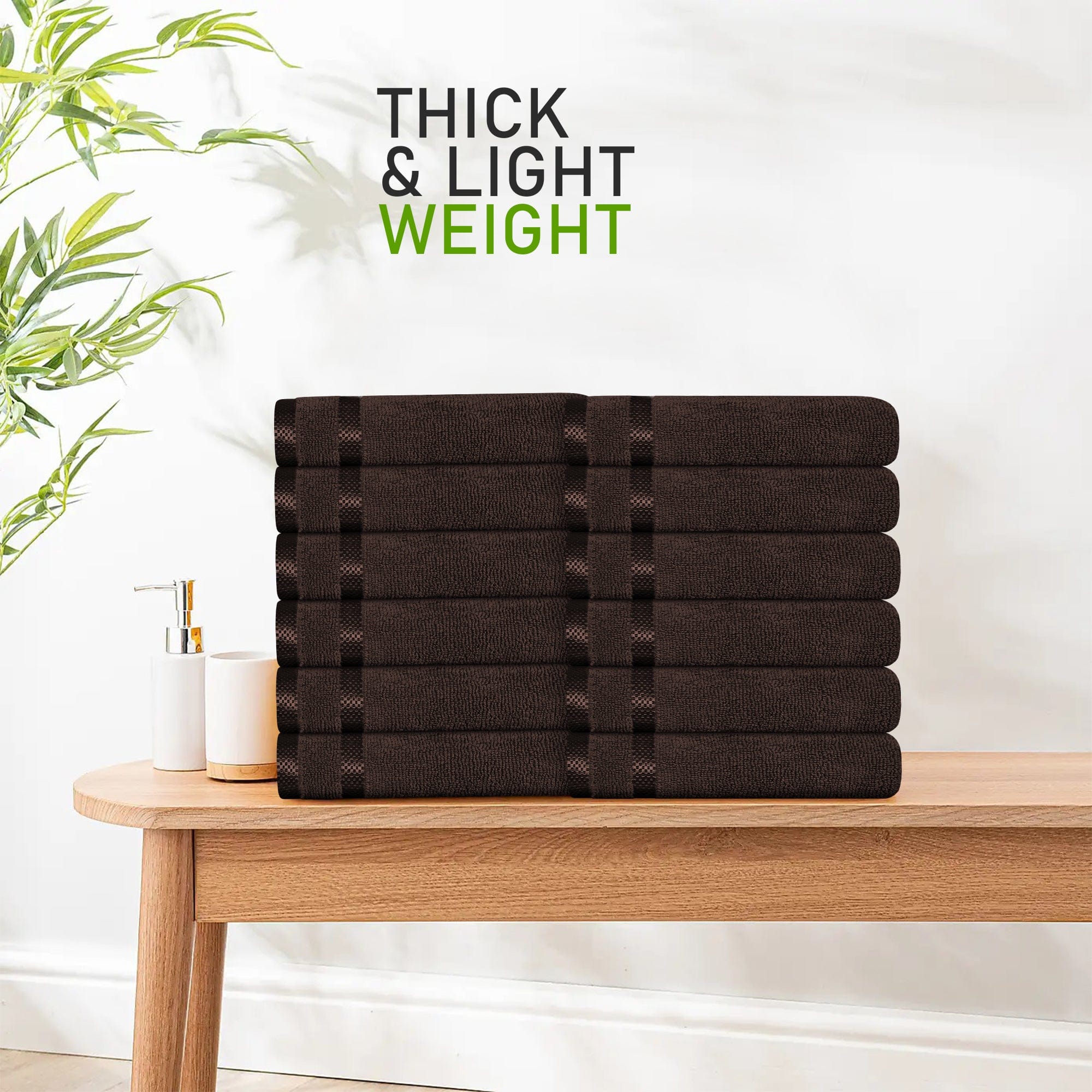OLIVIA ROCCO Belmont Viscose Stripe Brown Towels 100% Cotton Hotel Quality Super Absorbent 10 Piece Bale Set Includes 4 Hand Towels And 12 Face Cloths - Nest UK
