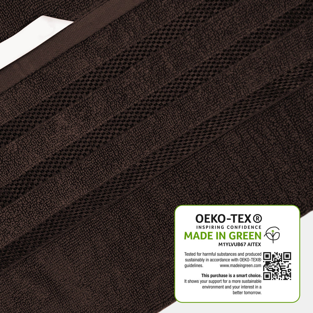 OLIVIA ROCCO Belmont Viscose Stripe Brown Towels 100% Cotton Hotel Quality Super Absorbent 10 Piece Bale Set Includes 4 Hand Towels And 12 Face Cloths - Nest UK