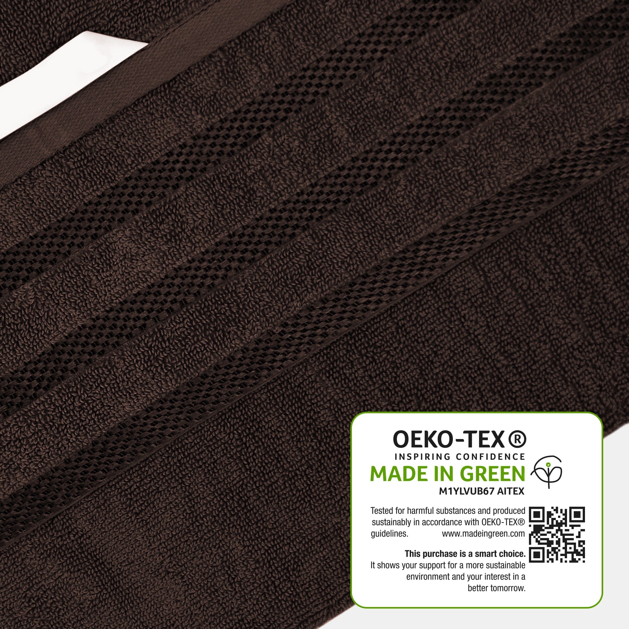 OLIVIA ROCCO Belmont Viscose Stripe Brown Towels 100% Cotton Hotel Quality Super Absorbent 10 Piece Bale Set Includes 4 Hand Towels And 12 Face Cloths - Nest UK