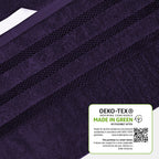 OLIVIA ROCCO Belmont Viscose Stripe Purple Towels 100 Percent Cotton Hotel Quality Super Absorbent 10 Piece Bale Set 4 Hand Towels 12 Face Cloths - Nest UK