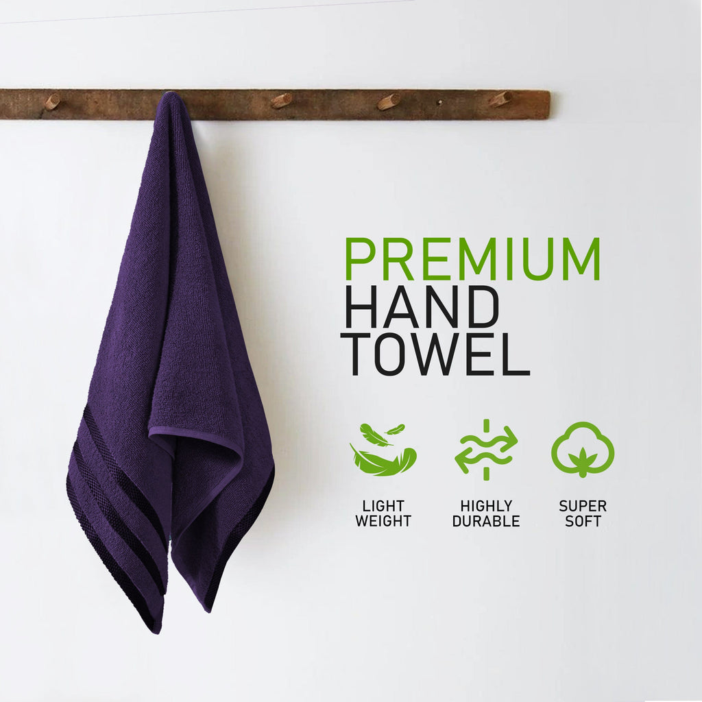 OLIVIA ROCCO Belmont Viscose Stripe Purple Towels 100 Percent Cotton Hotel Quality Super Absorbent 10 Piece Bale Set 4 Hand Towels 12 Face Cloths - Nest UK