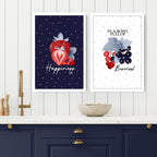 Prints for a kitchen wall | Set of 2 Berries wall art