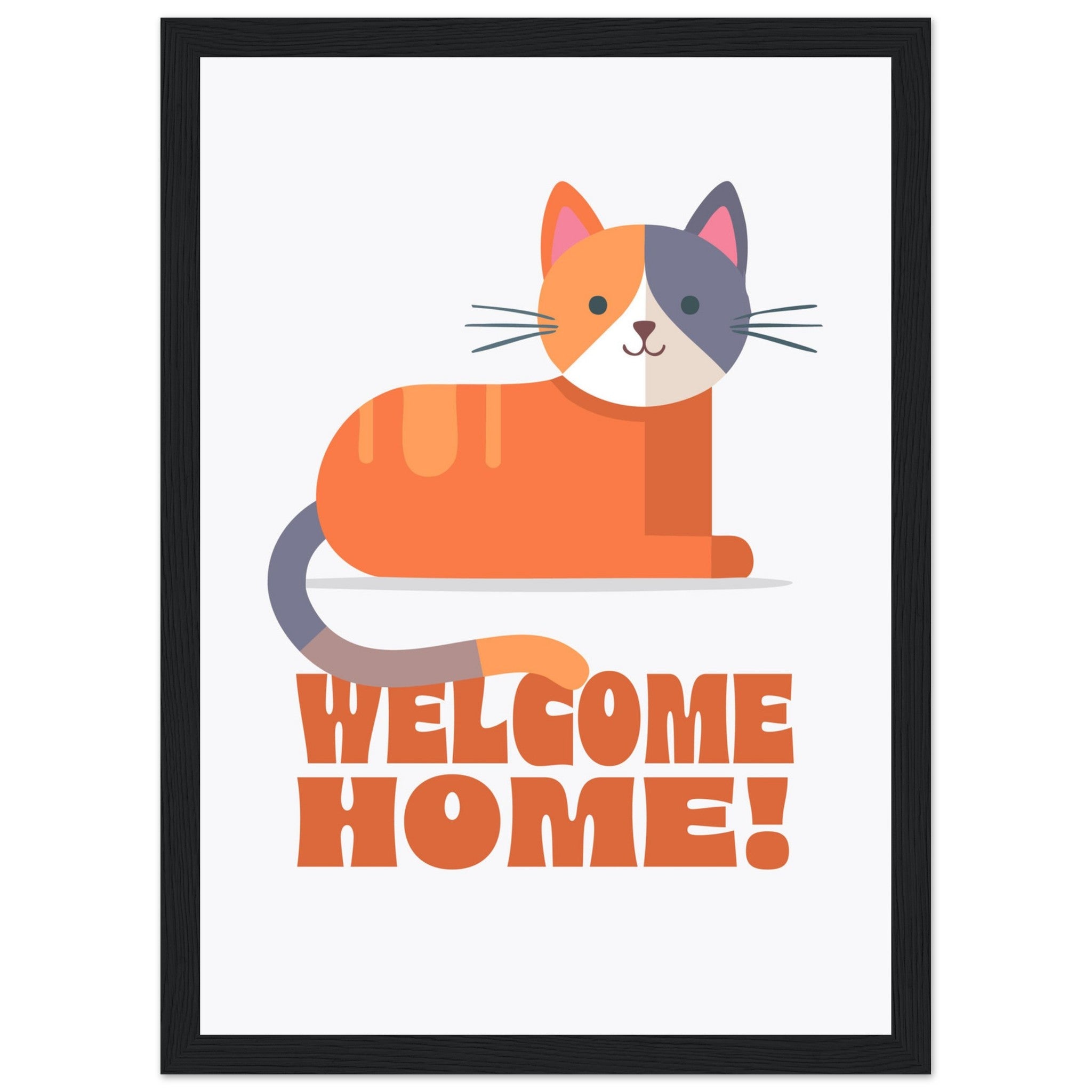 'Welcome Home!' (Cat) - Premium Matte Paper Wooden Framed Poster