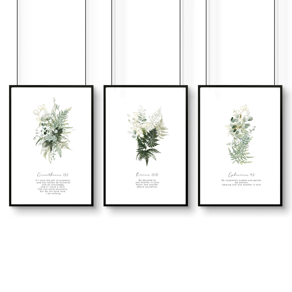 Bible verse wall art for living room | set of 3 wall art prints