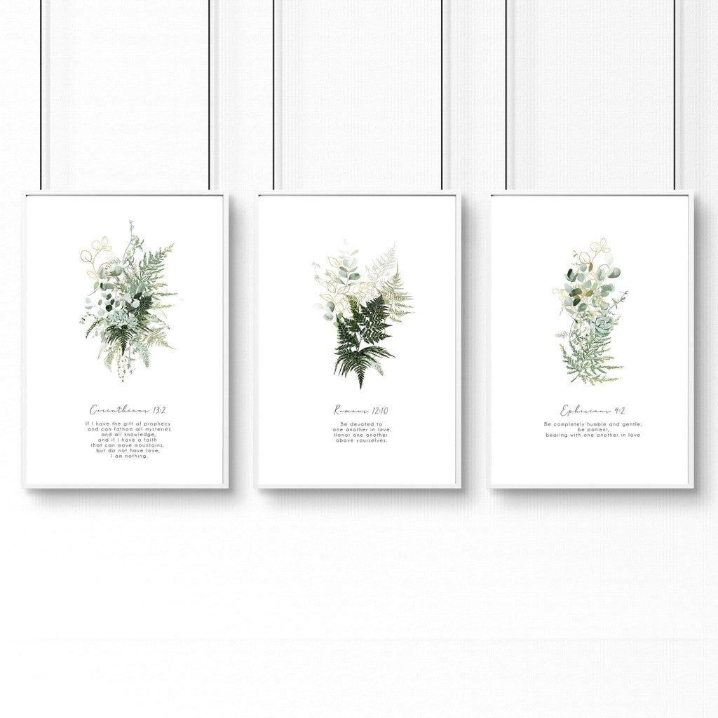 Bible verse wall art for living room | set of 3 wall art prints