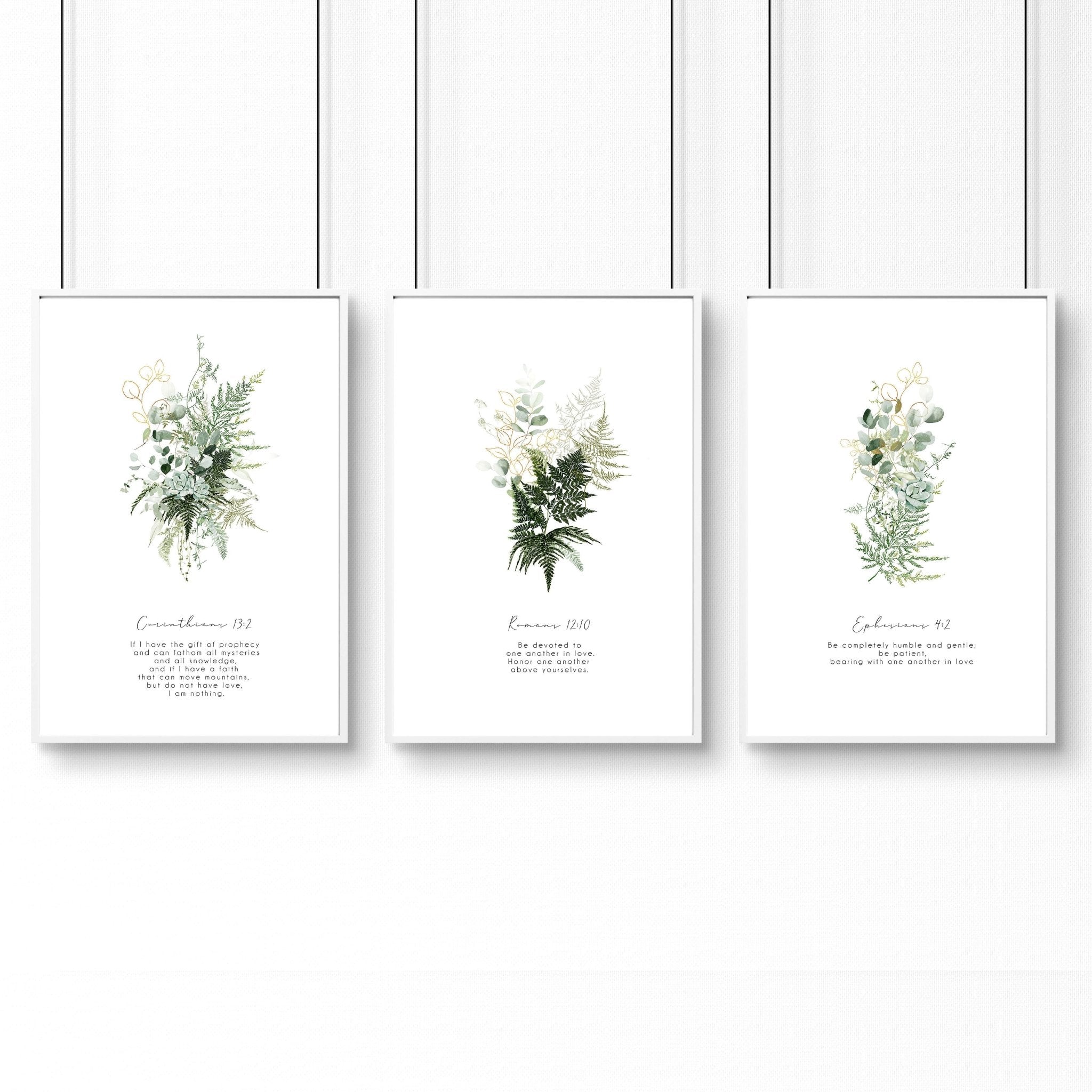 Bible verse wall art for living room | set of 3 wall art prints