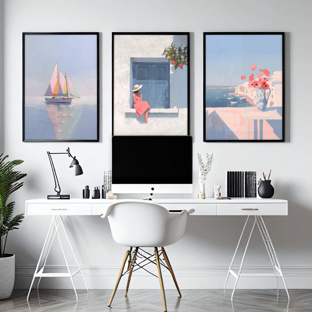 Big Poster For Home Office | Set of 3 Italian Lifestyle Wall art Prints
