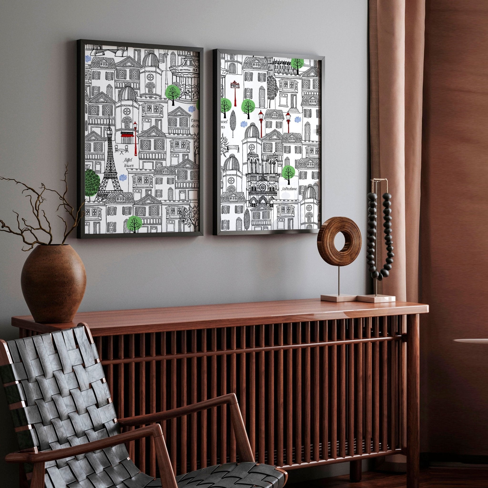 Wall art Paris | Set of 2 travel posters
