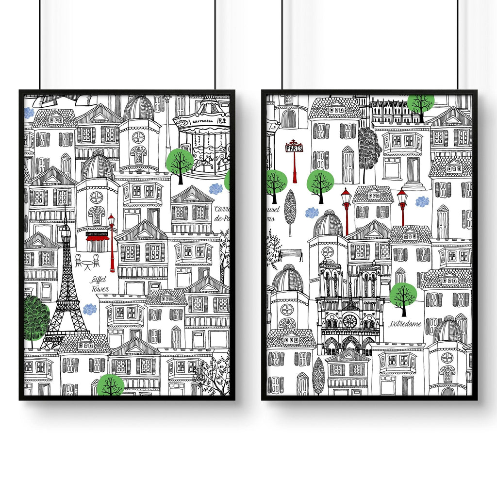 Wall art Paris | Set of 2 travel posters