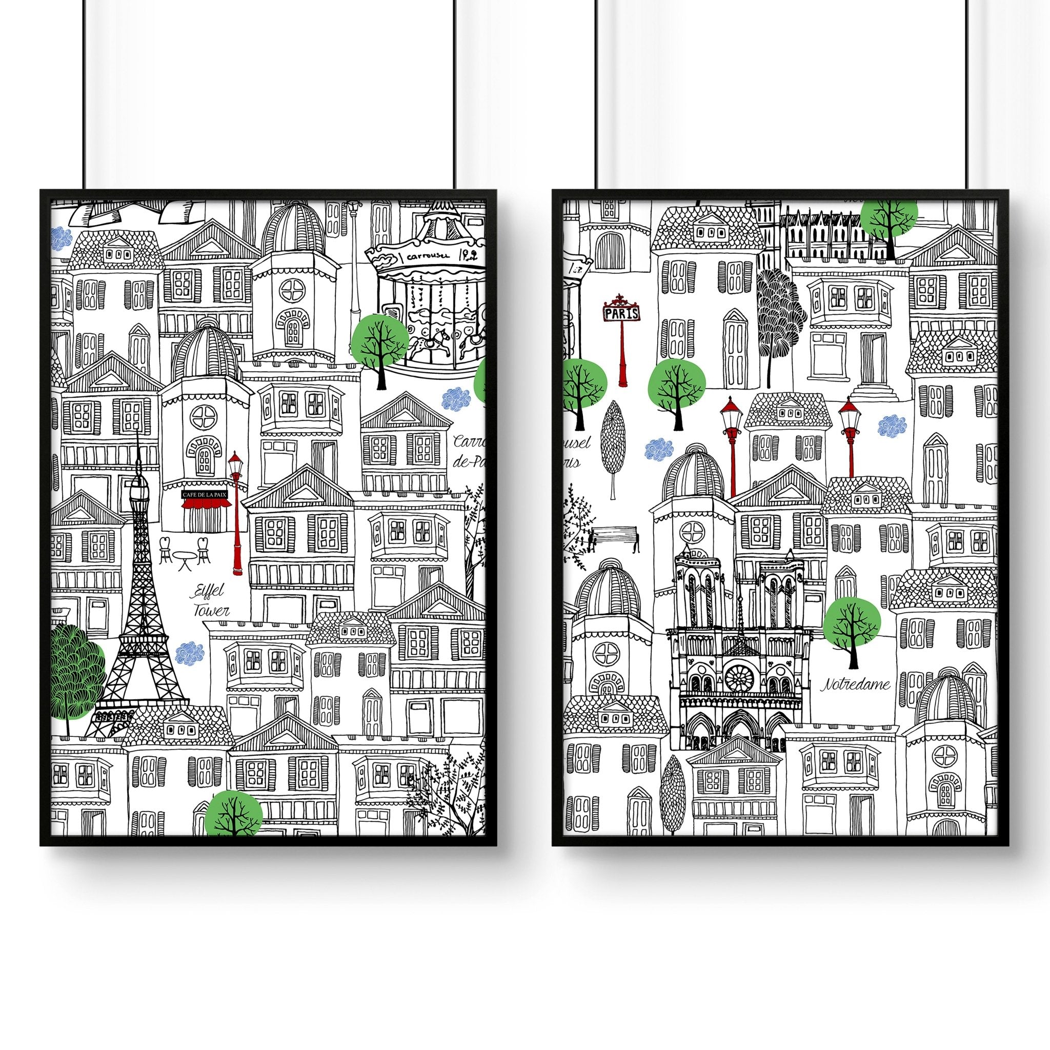 Wall art Paris | Set of 2 travel posters