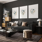 Blue Color Wall Art | Set of 3 Botanical Wall art Prints