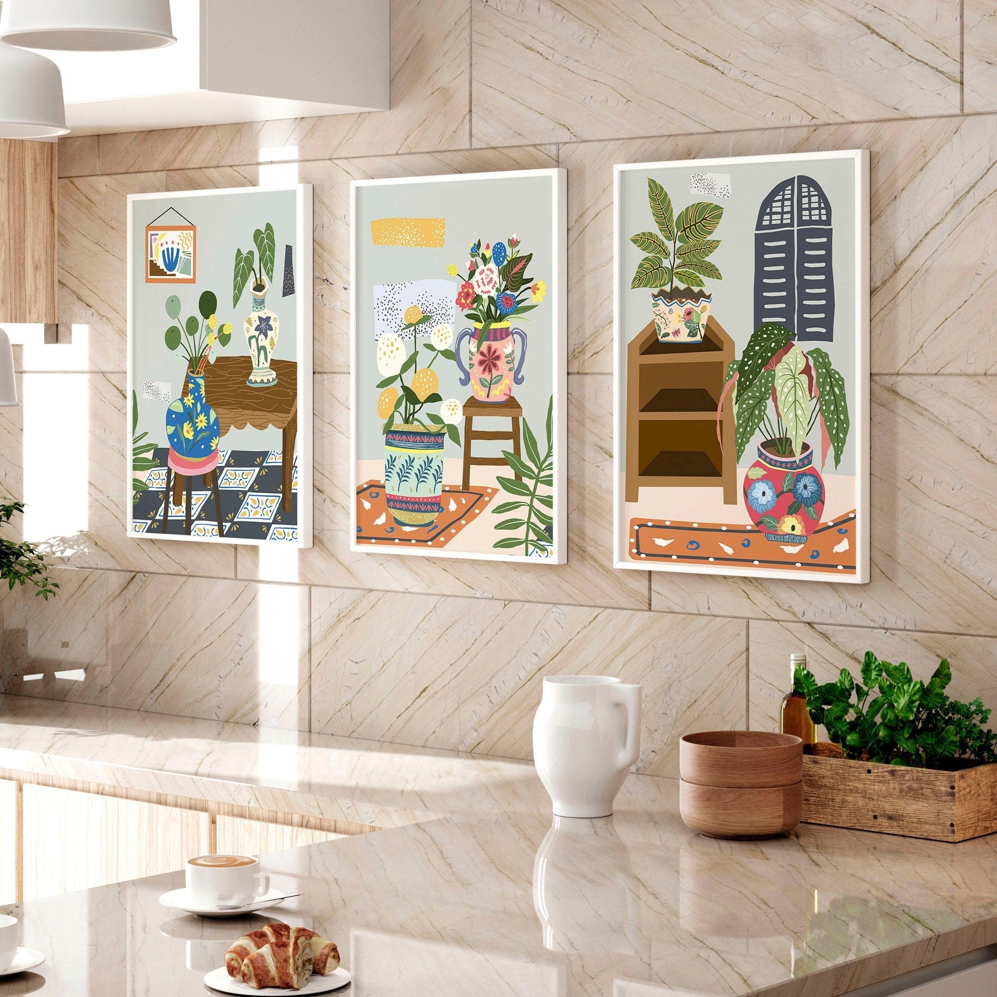 Kitchen art wall | set of 3 Bohemian Art prints