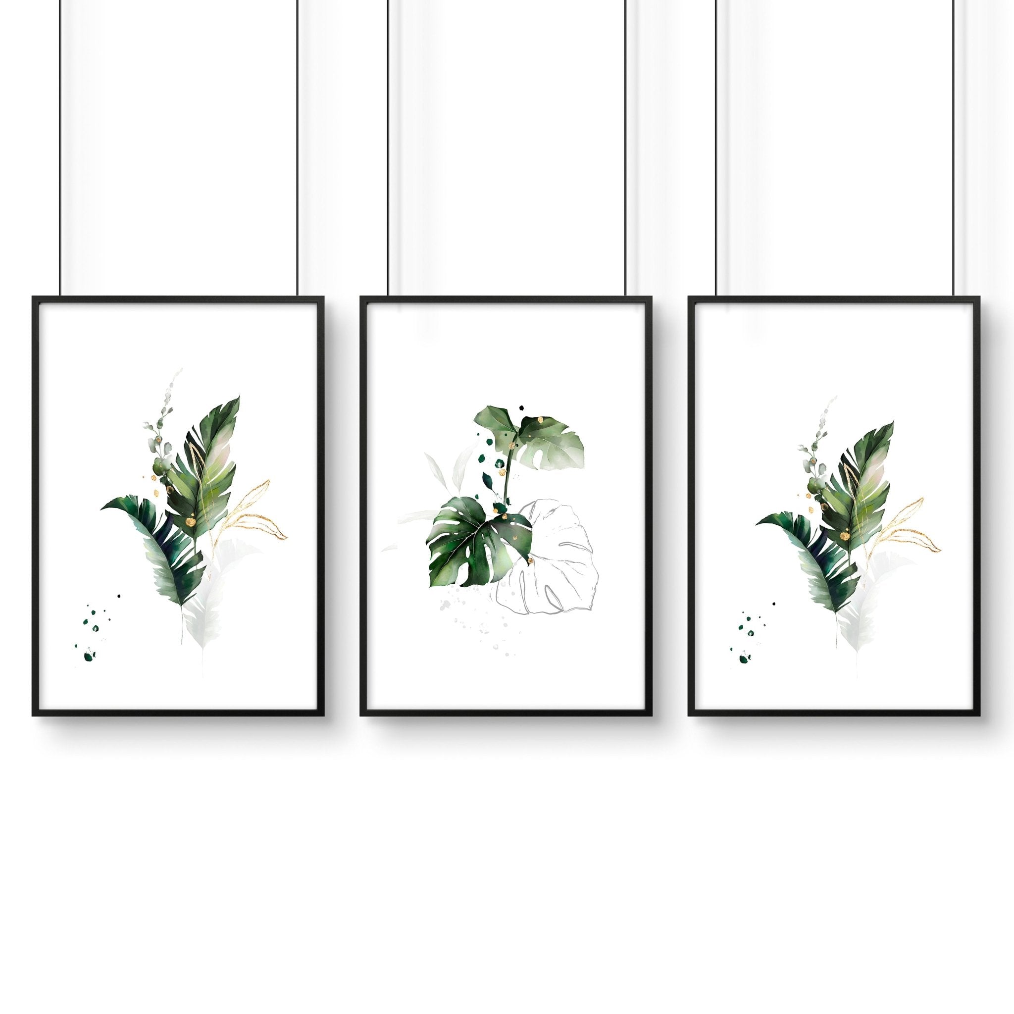 Tropical bedroom decor | set of 3 wall art prints
