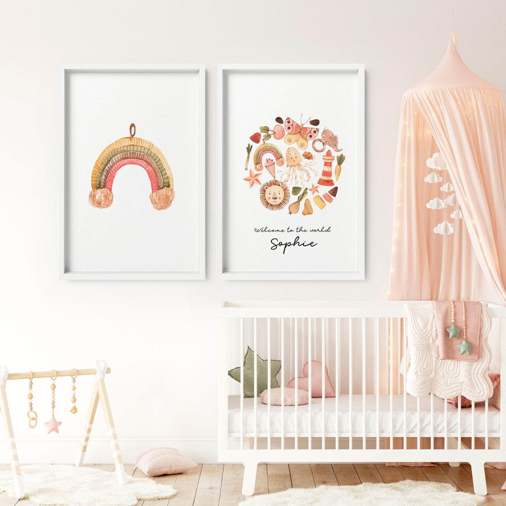 Boho nursery decor | set of 2 wall art prints