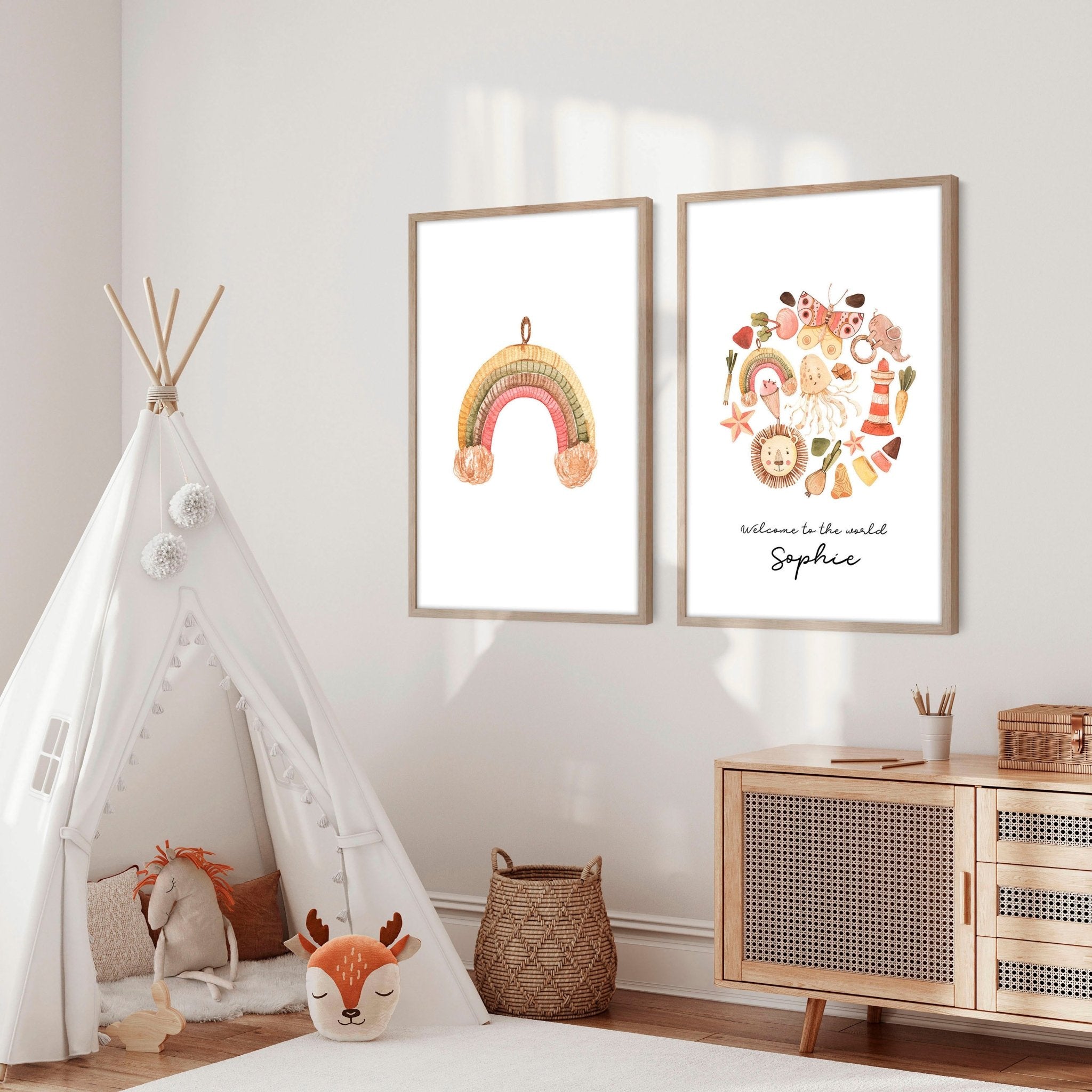 Boho nursery decor | set of 2 wall art prints