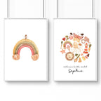 Boho nursery decor | set of 2 wall art prints